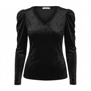 Y2k 90s Womens Black Velvet Stretchy Whimsigoth Vampy Coquette Top Sz M